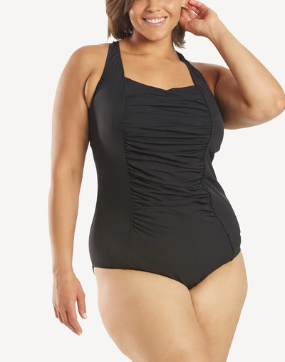 Swim 365 Women's Plus Size One-Piece Tank Swimsuit With Adjustable Straps -  32, Black