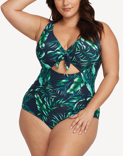 Swimsuits For All Women's Plus Size High Neck Tankini Top 8 Green Palm