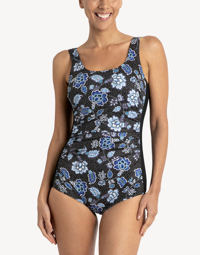 Ceeb swimwear Mastectomy swimsuit black lavender blue with gold