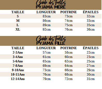 [Guide des Tailles Pyjama Mere Fille Assortie Elephant]