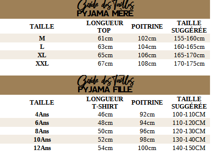 [Guide des Tailles Pyjama Mere Fille Ensemble Peluche]