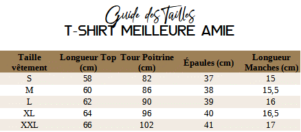 [Guide des Tailles T-Shirt Meilleure Amie Bff Sisters]