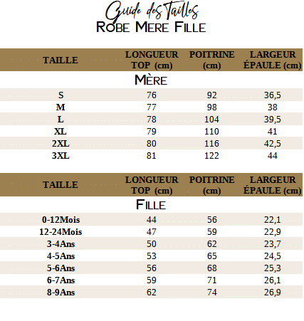[Guide des Tailles Robe Sweat Licorne Mere Fille]