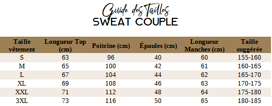 [Guide des Tailles Sweat Couple Love]
