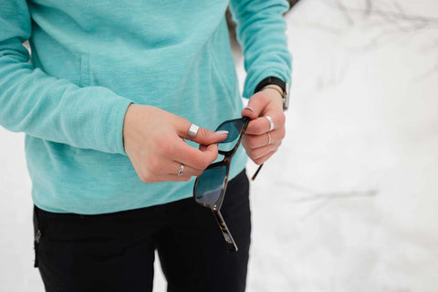 blue tint eyeglasses film outdoors