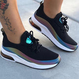 Corashoes Lace-Up Round Toe Low-Cut Upper Color Block Sneakers