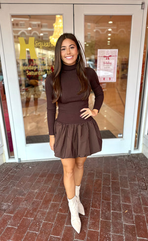 Drop Waist Mixed Media Dress - H Squared Boutique