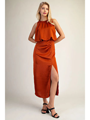 Drape Satin Sleeveless Midi - H Squared Boutique