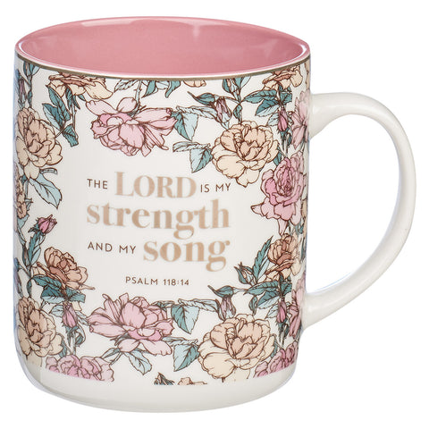 Strength and Dignity Pink Butterfly Garden Ceramic Coffee Mug with Exposed  Clay Base - Proverbs 31:25