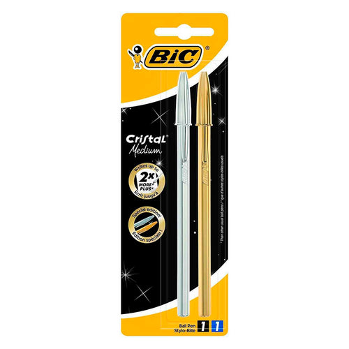 BOLIGRAFO BIC CUATRO COLORES SET REGALO 50 ANIVERSARIO 2 UNIDADES SHINE  COLOR ORO MATE + 1 UNIDAD SHINE COLOR PLATA