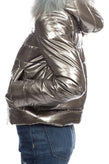 RRP €375 LIU JO Puffer Jacket Size 40 / S Metallic Funnel Neck Raccoon Fur Trim gallery photo number 6