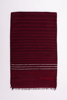 RRP€360 MISSONI Silk & Wool Stole Scarf Long Striped Frayed Edges Made in Italy gallery photo number 6