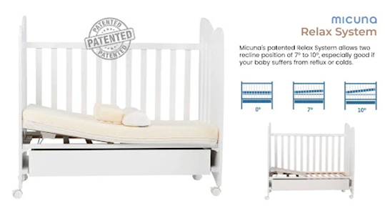 Relax System Tilts the mattress at 7° and 10° degree inclines