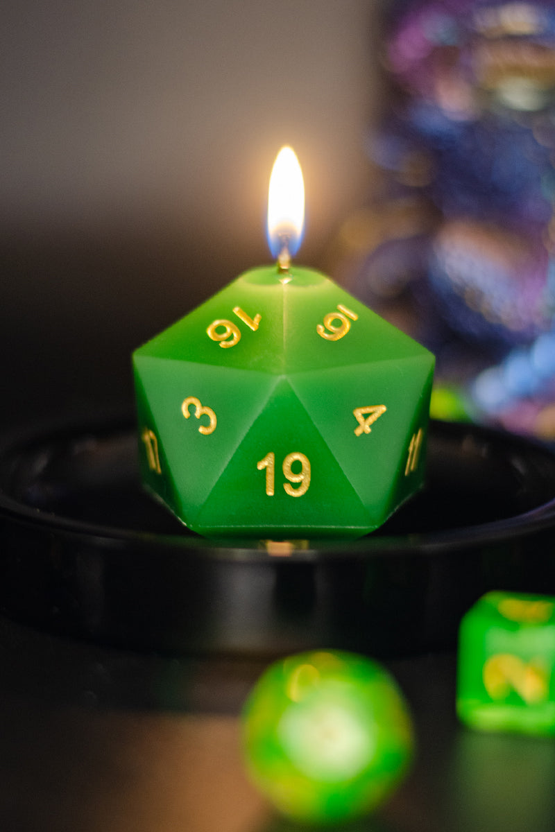 Green Leather Armor Scented DnD Dice Candle