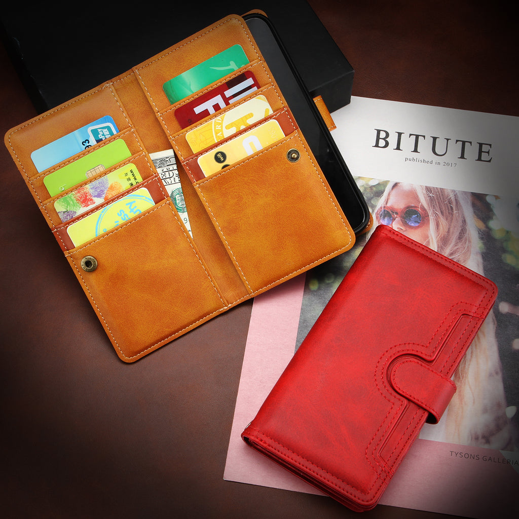 [1 Piece Free Tempered Glass] Multifunctional Phone Case Wallet ★ Holds Your Phone, Cash and Cards ★ For iPhone