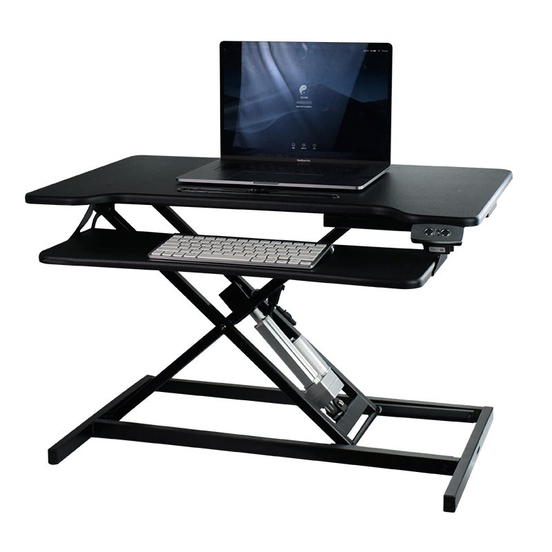 standing desk with monitor shelf