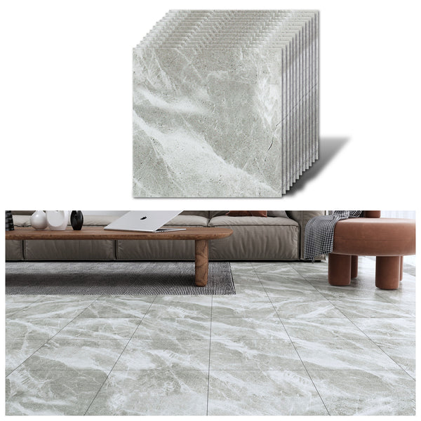 VaryStyle 20 Pcs Grey Marble Tile Stickers Peel and Walls 12 x12 Stick on for Bathroom Shower Tile Waterproof Vinyl Flooring at MechanicSurplus.com