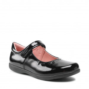 agujas del reloj Él Oclusión Geox Girls Naimara Black Patent School Shoes – Trendy Treads Inverurie