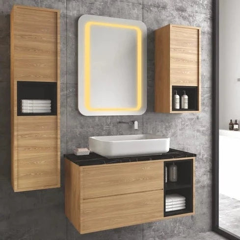 Solid Oak Bathroom Cabinet Small Bathroom Vanity Units Mirror Bathroom Sink  300CBC351 