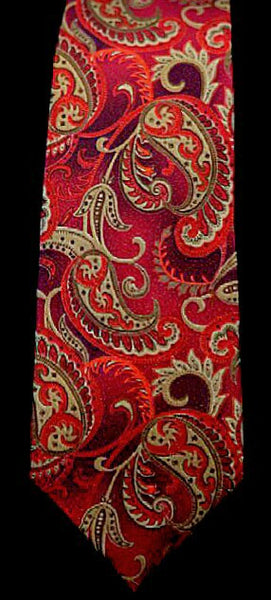 Sean John- Red and Gold Paisley Woven Silk Tie – Mentauge