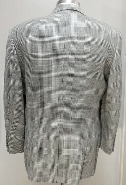 Samuelsohn-Black/White Silk/Wool Glen Plaid Sport Coat- size 40R – Mentauge