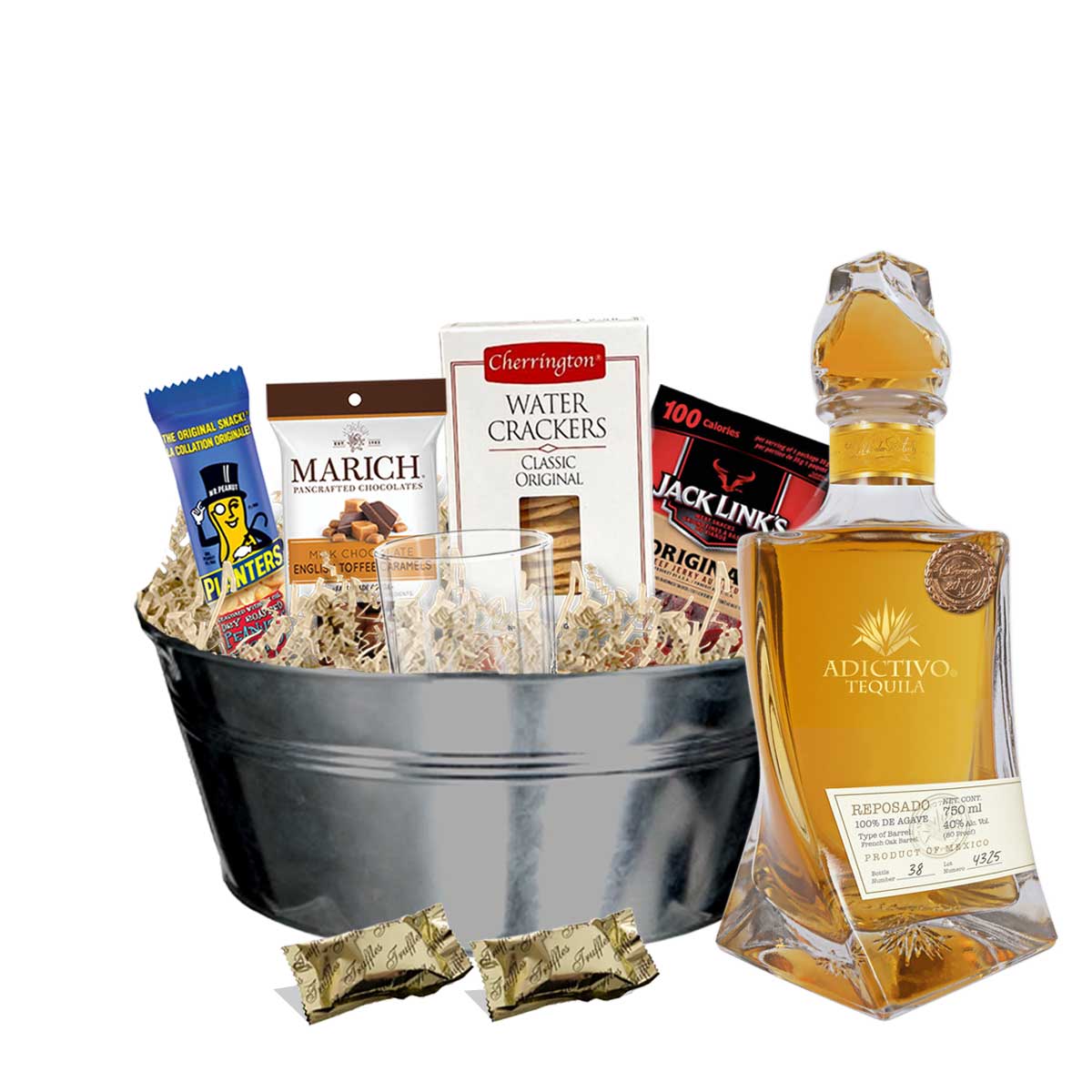 Adictivo Reposado Tequila 750ml Gift Basket