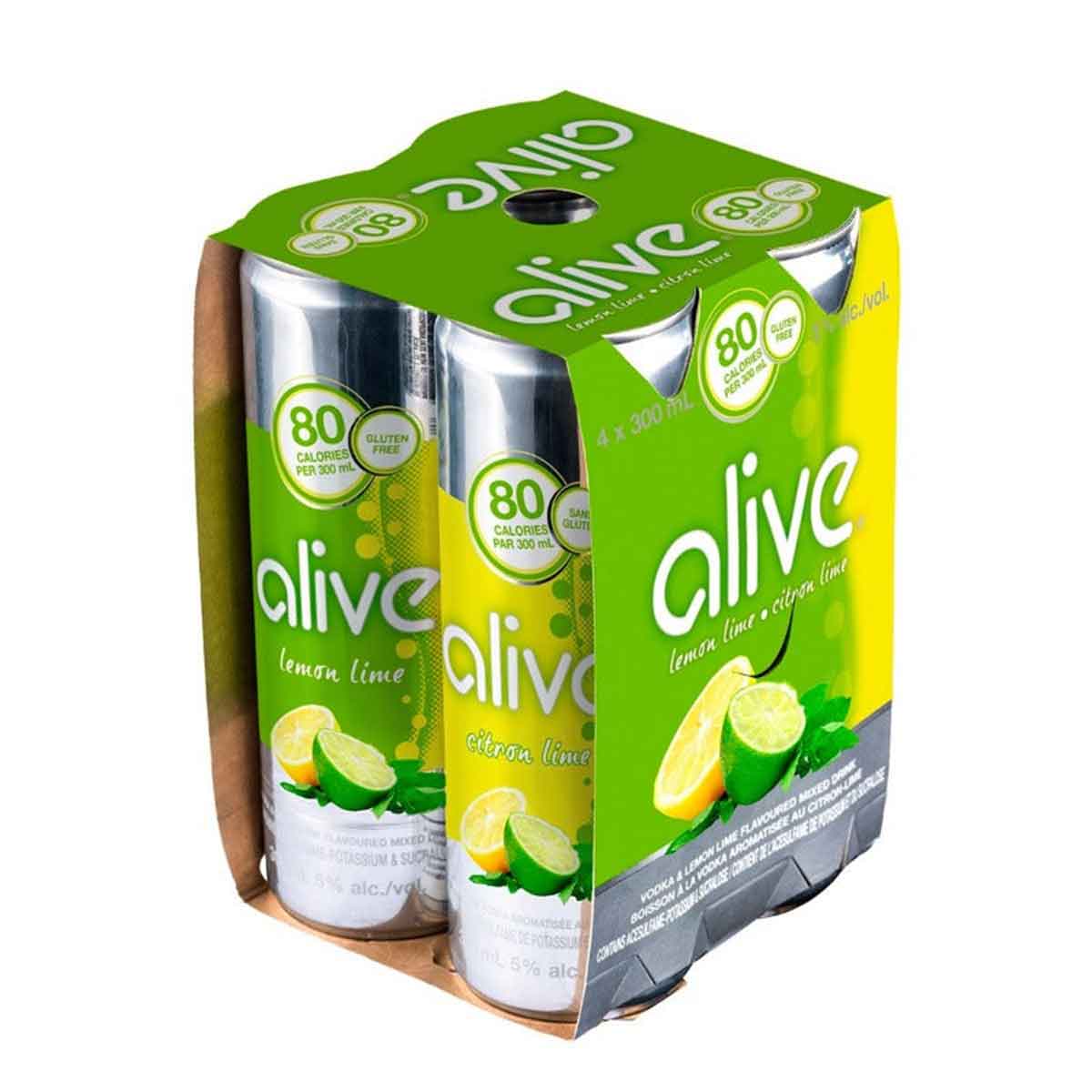 Alive Lemon & Key Lime Vodka Cooler 4 Cans