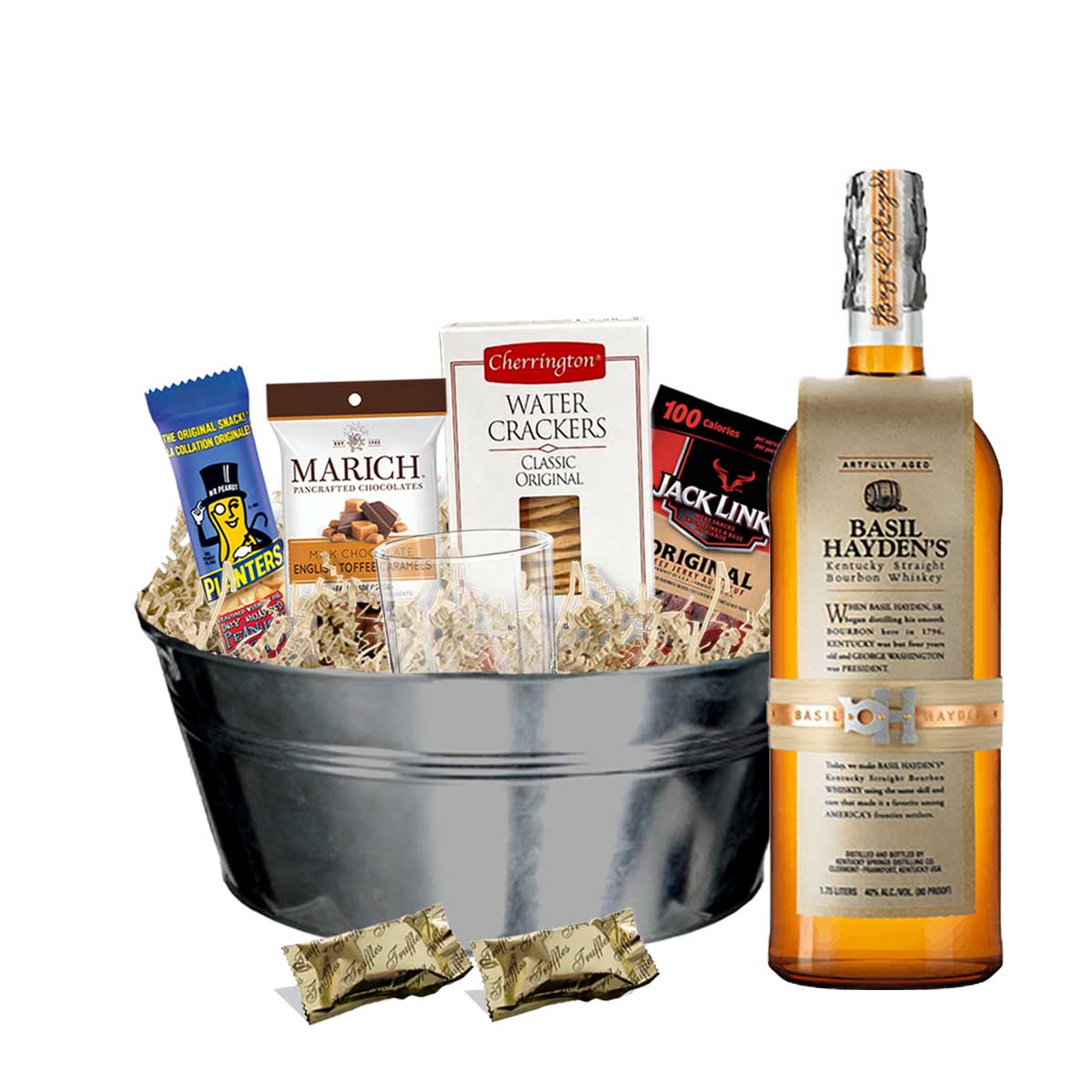 Basil Hayden's 8 Year Old Small Batch Bourbon 750ml Gift Basket