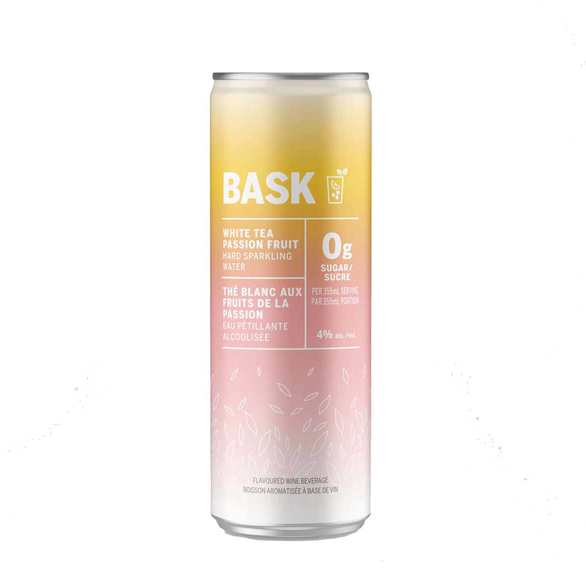 BASK White Tea Passion Fruit Hard Sparkling Water 4 Pack Cans