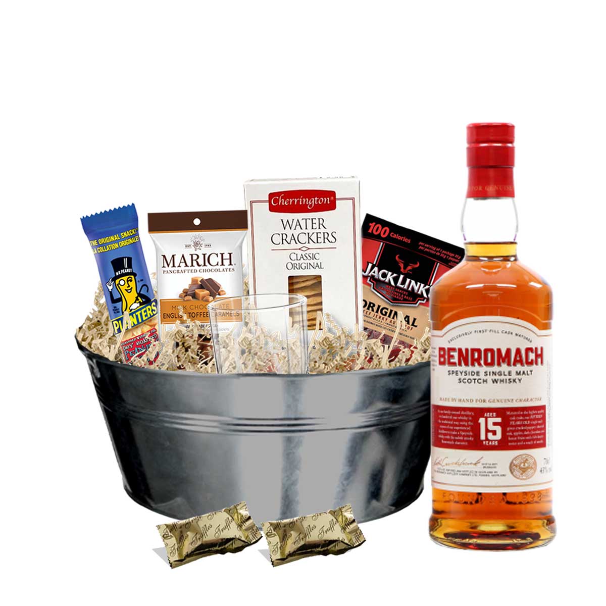 Benromach 15 Year Old Scotch Whisky 750ml Gift Basket