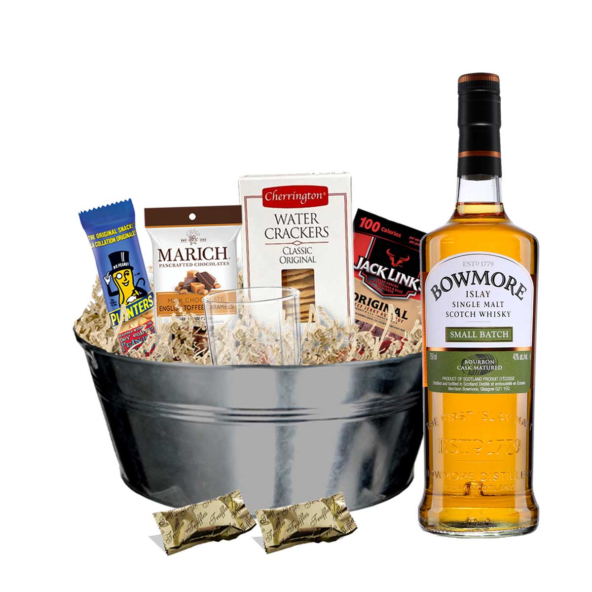 Bowmore Small Batch Islay Single Malt Scotch Whisky 750ml Gift Basket