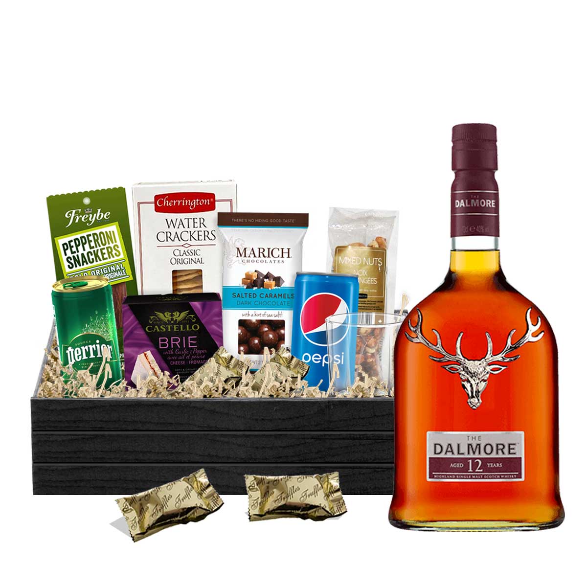 Dalmore 12 Year Old Scotch Whisky 750ml Gift Basket