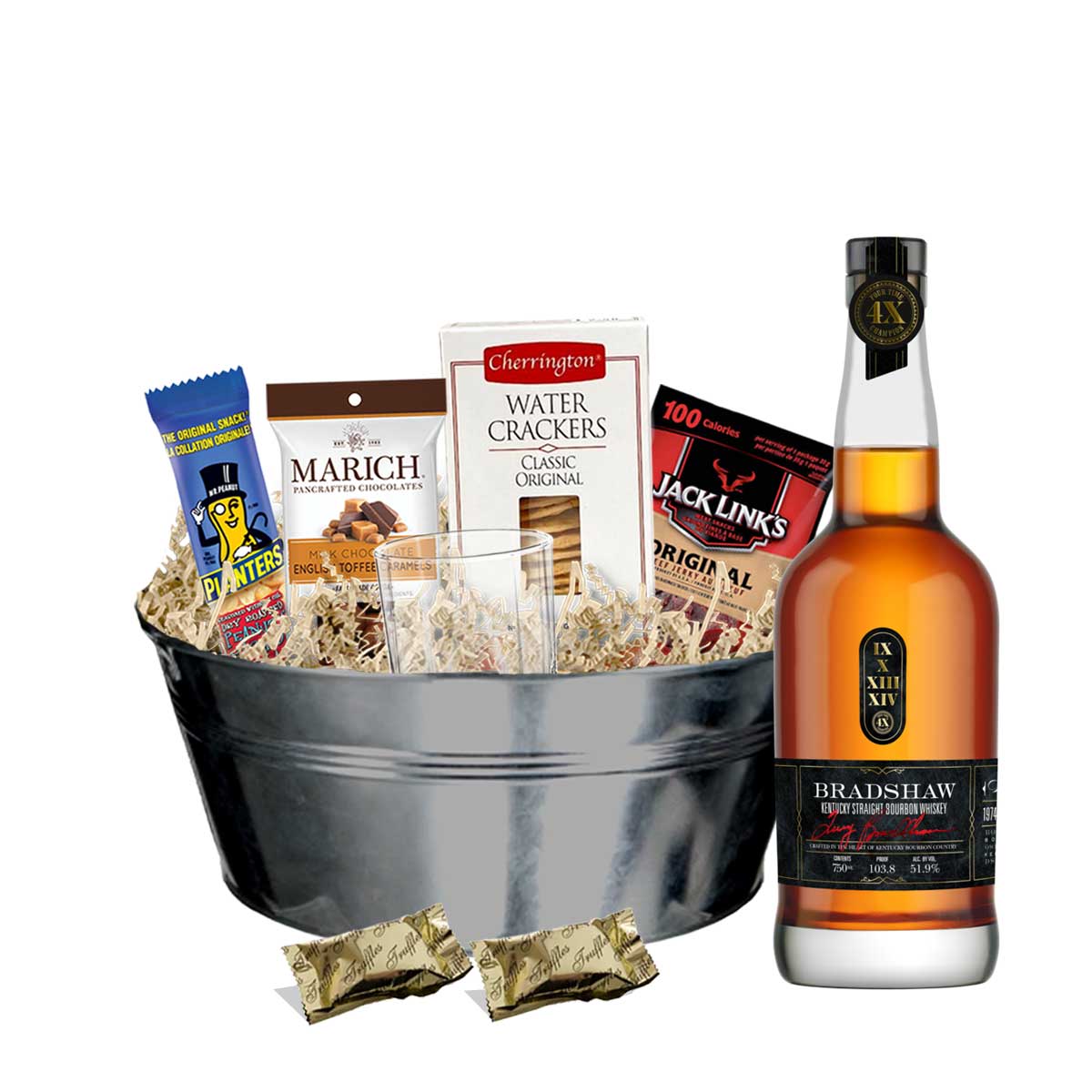 Bradshaw Kentucky Straight Bourbon Whiskey 750ml Gift Basket