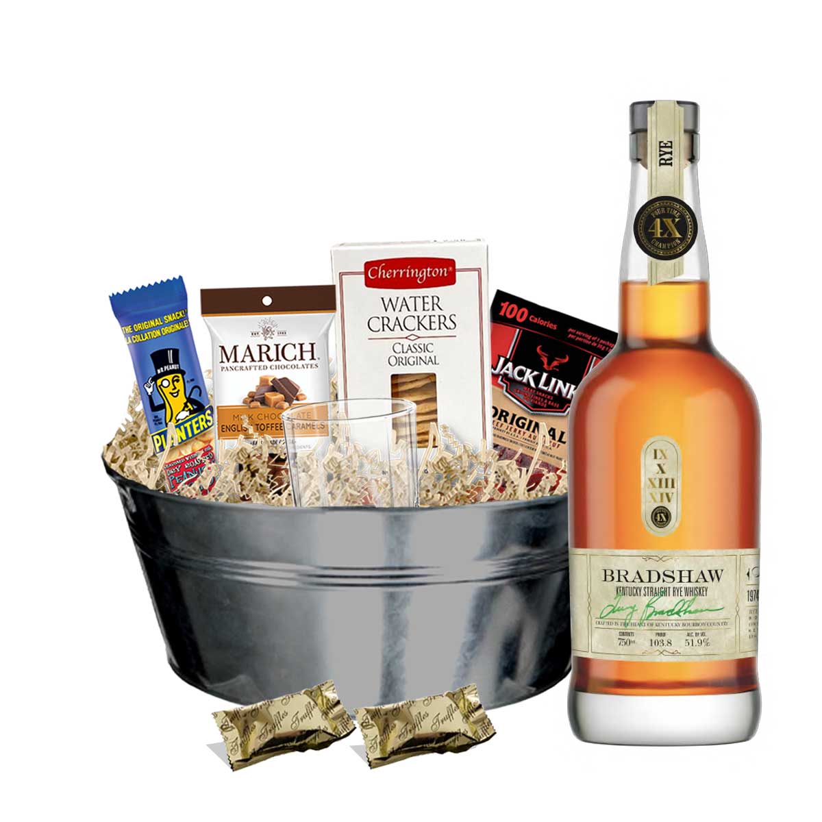 Bradshaw Kentucky Straight Rye Whiskey 750ml Gift Basket