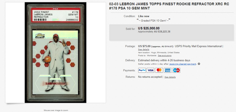 LEBRON JAMES TOPPS FINEST ROOKIE REFRACTOR XRC RC #178 PSA 10 GEM MINT