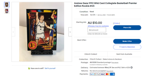 Andrew Gaze Rookie Card