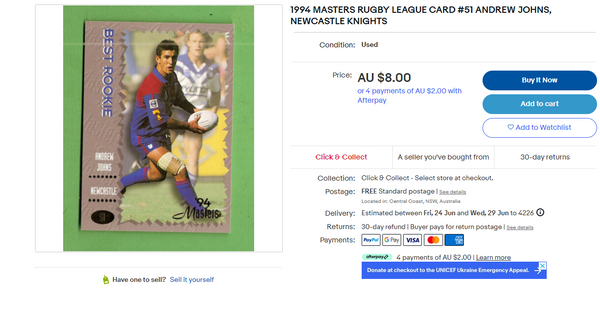 Andrew Johns Rookie Card