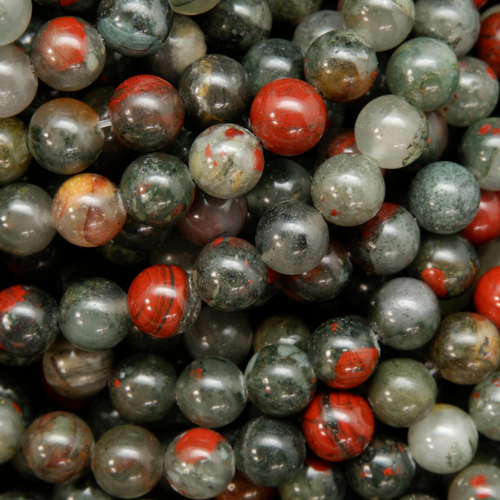 African Bloodstone A · Smooth · Round · 4mm, 6mm, 8mm, 10mm