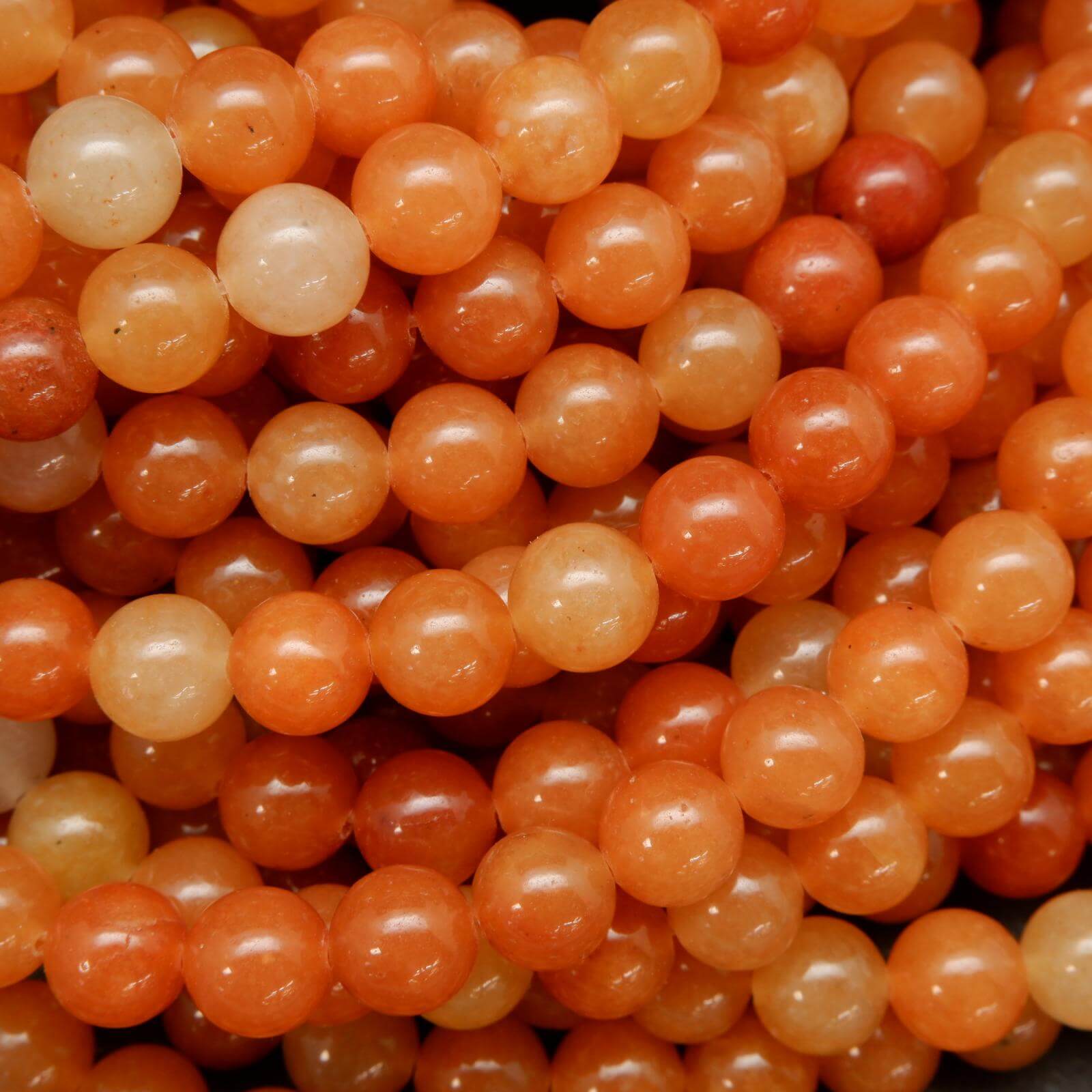 Orange Red Aventurine · Smooth · Round · 4mm, 6mm, 8mm, 10mm