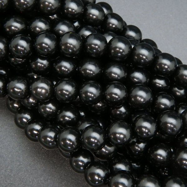 JT 6mm Pearlized Opaque Black Beads 100/PK