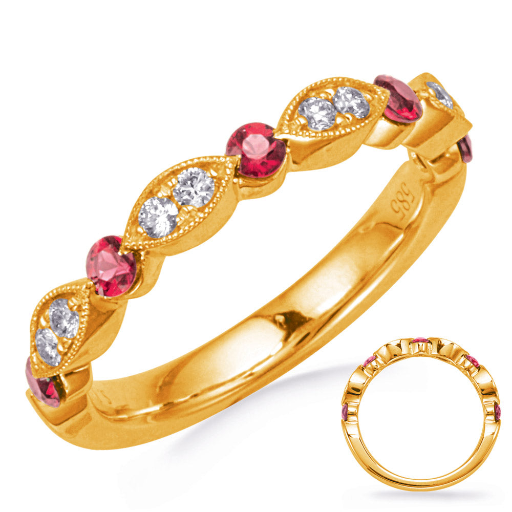 RUBY & DIAMOND RING - STACKABLE YG