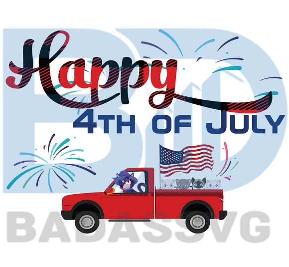 Download Happy 4th Of July Independence Cat Truck Svg Independence Day Svg 4t Badassvg