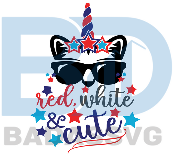 Download Red White And Cute Unicorn Cat Svg Independence Day Svg Cat Svg Cat Badassvg