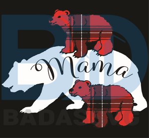 Download Mama Bear Two Cubs Red Buffalo Plaid Mom Svg Mothers Day Svg Bear Sv Badassvg