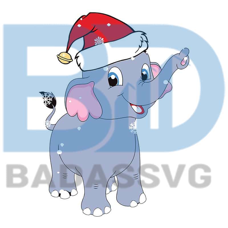 Download Christmas Elephant Svg, Cute Elephant Santa Hat Christmas ...