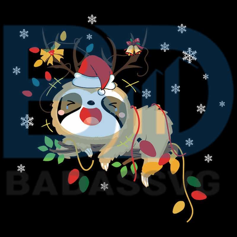 Download Christmas Gift, Santa Sloth Reindeer Light Christmas ...