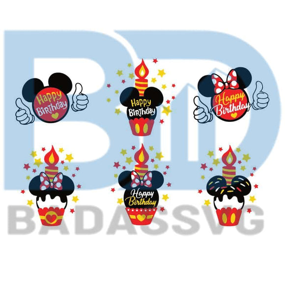 Download Disney Birthday Bundle Svg Minnie Cupcake Cupcake Svg Cupcake Png Mic Badassvg