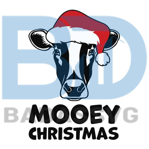 Download Mooey Christmas Svg Merry Christmas Svg Christmas Cow Santa Hat Svg Badassvg