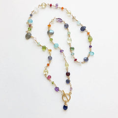 gemstone necklace with front toggle by Sarah Cornwell jewelry, Sarah Cornwell