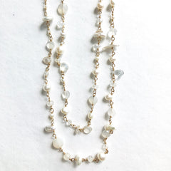 white pearl and white gemstone necklace, Sarah Cornwell Jewelry, Sarah Cornwell
